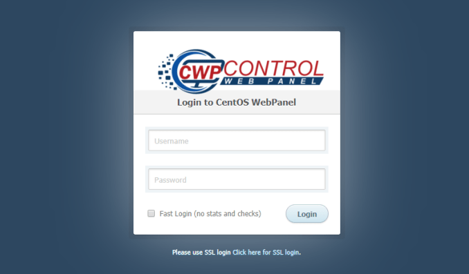 صفحه ورود به کنترل پنل CWP