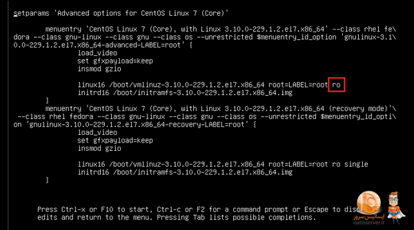 نحوه ریست پسورد root سرور لینوکس CentOS 7.x