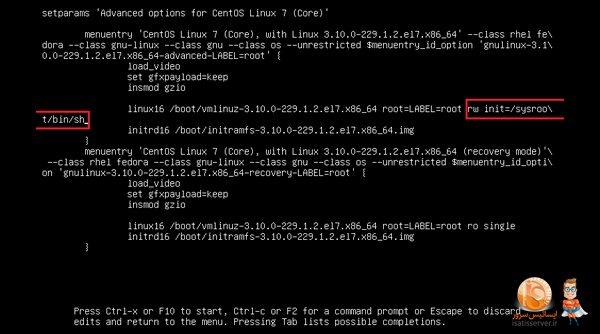 چگونه ریست پسورد root سرور لینوکس CentOS 7.x