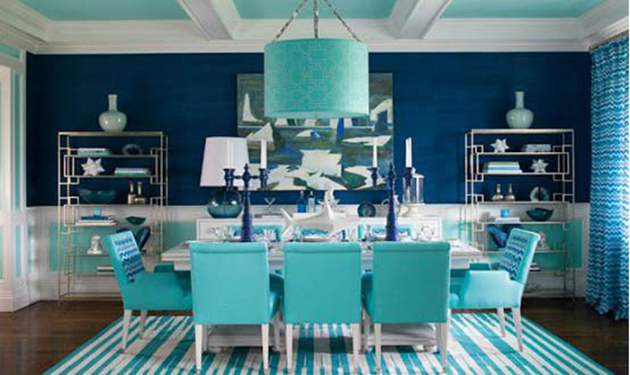 سمفونی رنگ‌ها در طراحی داخلی: آبی فیروزه‌ای