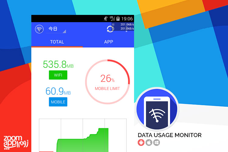 نظارت بر دیتای مصرفی در Data Usage Monitor - زوم‌اپ
