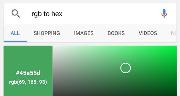 ابزار تبدیل رنگ RGB به Hex به موتور جستجوی گوگل اضافه شد