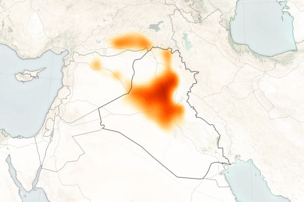 انتشار ابری از گازهای سمی توسط داعش بر روی عراق، سوریه و ترکیه