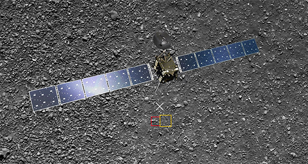 تصویری شگفت انگیز از محل برخورد فضاپیمای رزتا و خودکشی با دنباله دار 67 پی